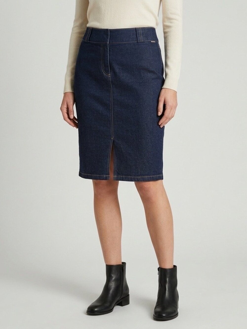 Mexx Denim Pencil Skirt Dark Wash 6 Corpcore Office Business Casual Minimalist